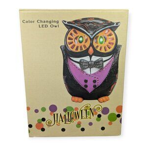 Cracker Barrel Halloween LED Color Changing Owl Decor NIB